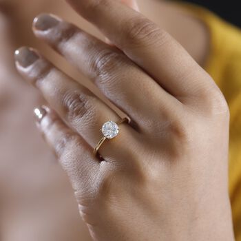 Moissanit Ring, 925 Silber vergoldet - 1,18 ct.