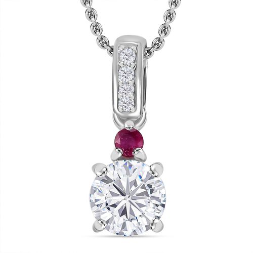 Moissanit, Afrikanischer Rubin (Fissure gefüllt) Anhänger mit Kette, 925 Silber rhodiniert ca. 1.08 ct image number 0