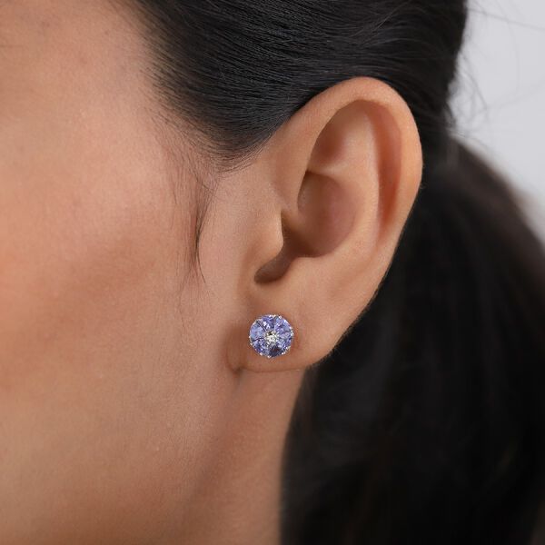 Tansanit Und Zirkon Ohrstecker 925 Silber platiniert ca. 1,27 ct image number 3