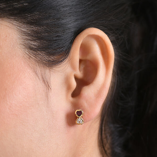 D'Joy AA wei&szlig;e Topas und Rhodolith Granat Ohrringe - 1,34 ct. image number 2