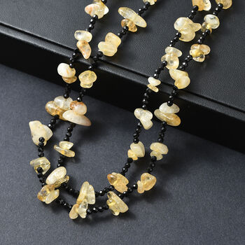 Citrin und schwarze Spinell 91cm Halskette - 280 ct.