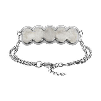 Simuliertes, wei&szlig;es Opal- und Kristall-Armband, Edelstahl, 7 ct.