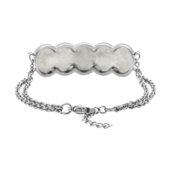 Simuliertes, wei&szlig;es Opal- und Kristall-Armband, Edelstahl, 7 ct. image number 4