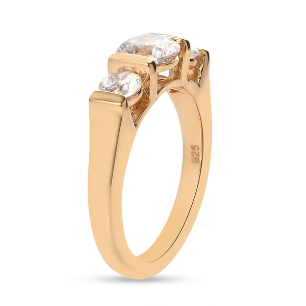 LUSTRO STELLA Hergestellt mit ZIRKONIA 3 Stein Ring 925 Silber 585 Vergoldet (Größe 16.00) image number 3