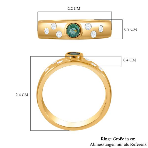AAA Kagem Sambischer Smaragd, Wei&szlig;er Zirkon Ringe 925 Silber Gelbgold Vermeil (Gr&ouml;&szlig;e 17.00) ca. 0.58 ct image number 4