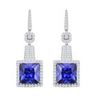 CHAIRMAN VAULT COLLECTION - AAAA Tansanit, Weißer Diamant Ohrringe, zertifiziert und geprüft, 950 Platin ca. 24.04 ct