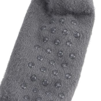 Kuschelige Sherpa Socken, Schneeflockenmuster, Grau