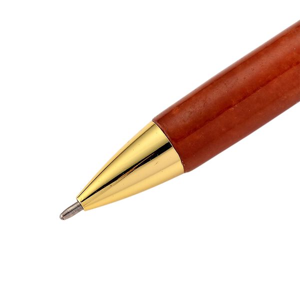 Roter Olmec Jadeit Kugelschreiber mit poliertem Schaft, Wei&szlig;em Kristall und Legierungsmetall image number 3