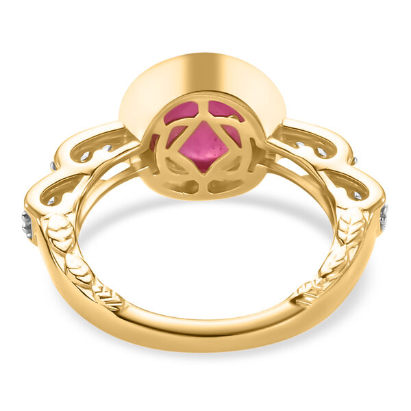 Afrikanischer Rubin (Fissure gefüllt) und Zirkon Ring 925 Silber vergoldet image number 6