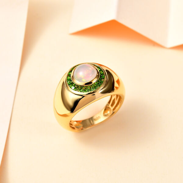 AA Nat&uuml;rlicher, &auml;thiopischer Welo Opal und Chromdiopsid Ring - 1,34 ct. image number 2