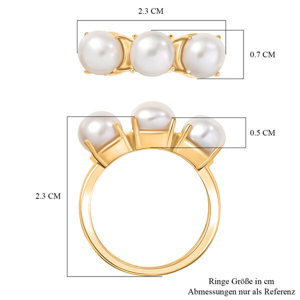 EverTrue wei&szlig;er S&uuml;&szlig;wasser Perle Trilogie-Ring in Goldton image number 6