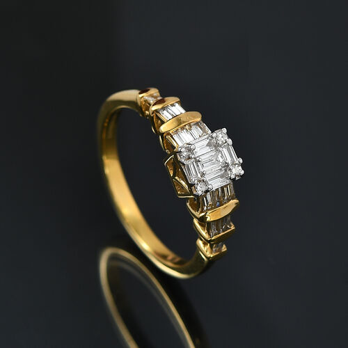Lab Grown Diamant SI Ring 925 Silber 750 Gelbgold Vermeil (Größe 17.00) ca. 0,50 ct image number 1