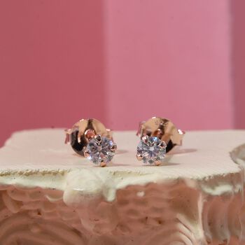 Moissanit Ohrringe 925 Silber ros&eacute;vergoldet ca. 0.25 ct