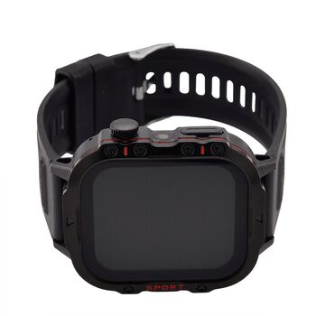 H19 Smartwatch, 2.01 Zoll HD-Display, Schwarzes Silikonarmband