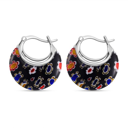 Blaue Murano-Stil Glas Huggie-Ohrringe