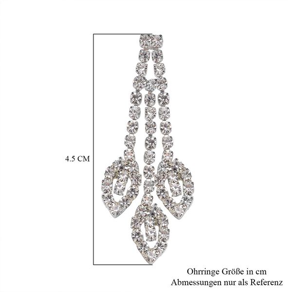 2er Set - Wei&szlig;er Kristall Halskette und Ohrringe Schmuckset, Messing image number 7