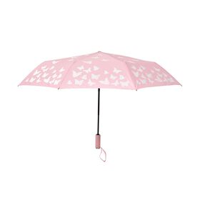 Farbwechsel-Schmetterlingsregenschirm - Farbverwandlung bei Nässe, Durchmesser 103 cm, Länge 25 cm, Rosa