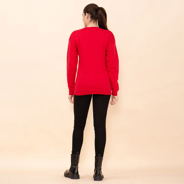 100% Baumwoll-Flanell Strick Sweatshirt mit Applikation, Rot Gr&ouml;&szlig;e 42 image number 2