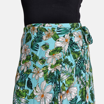 T&uuml;rkisfarbener Wickelrock mit Blumenmuster, One size