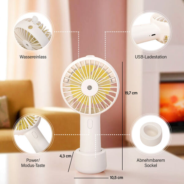 2-in-1 Nebelspray-Ventilator, Weiß-Gelb image number 5