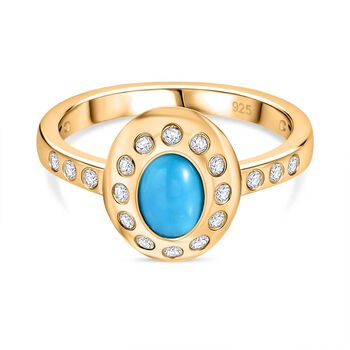 AA Sleeping Beauty T&uuml;rkis und Zirkon Ring- 1,10 ct.