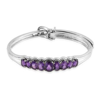 Afrikanischer Amethyst Armreif, 19 cm, 316L Edelstahl ca. 5.32 ct