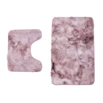 2er Set Verlauf-Pl&uuml;sch-Badematte, Anti-Rutsch-R&uuml;ckseite, L50xW80cm, Rosa