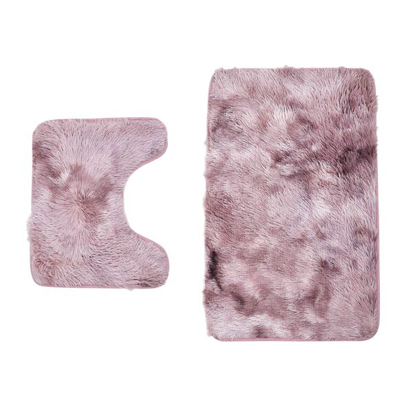 2er Set - Verlauf-Pl&uuml;sch-Matten mit Anti-Rutsch-R&uuml;ckseite, Rosa