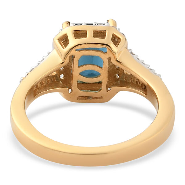 London Blau Topas und Zirkon Ring 925 Silber vergoldet  ca. 2,38 ct image number 6