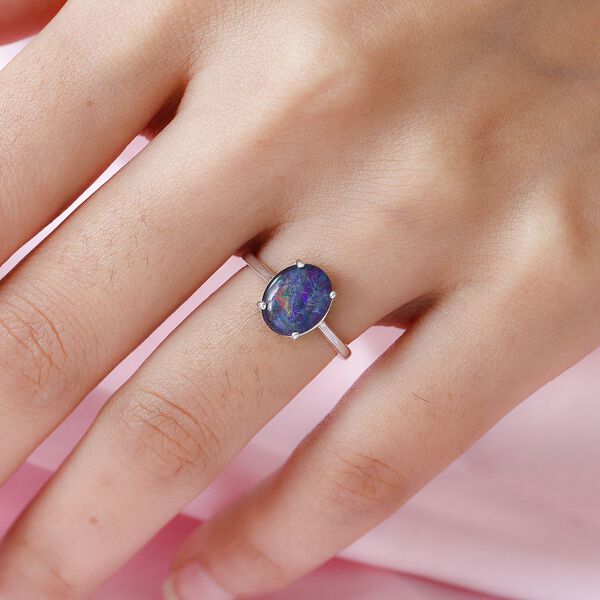 Boulder Opal Triplett-Ring, 925 Silber  ca. 1,77 ct image number 9