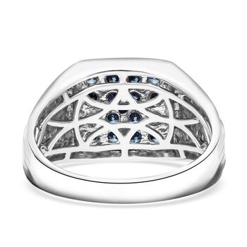 LUXURIANT DIAMOND - Lab Grown Blauer Diamant SI-GH SGL zertifiziert Ring 925 Silber rhodiniert (Gr&ouml;&szlig;e 18.00) ca. 1.00 ct
