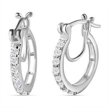 Wei&szlig;e Zirkonia Creolen, 925 Silber ca. 1.01 ct