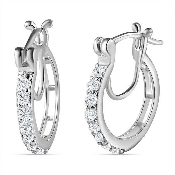 Wei&szlig;e Zirkonia Creolen, 925 Silber ca. 1.01 ct