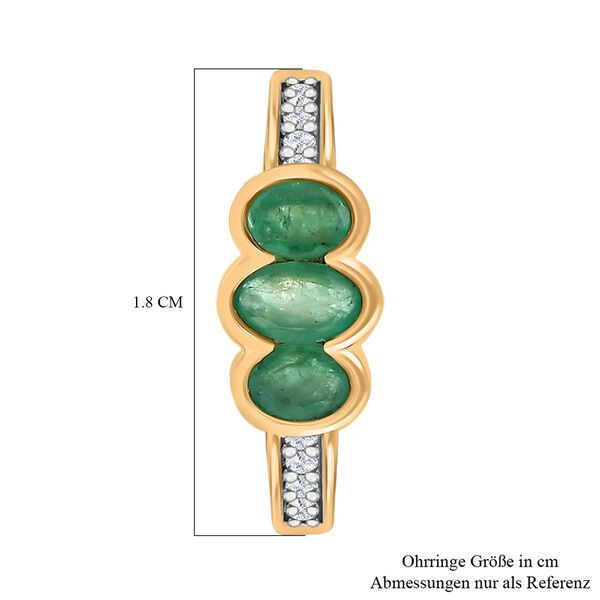 Kagem Sambischer Smaragd Ohrringe 925 Silber Gelbgold Vermeil ca. 1.22 ct image number 5