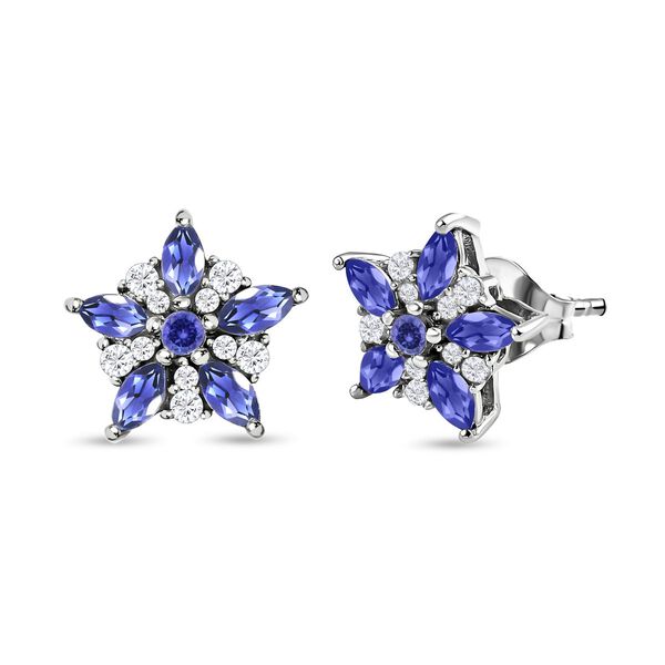 Tansanit und wei&szlig;e Zirkon-Ohrringe - 1,18 ct. image number 4