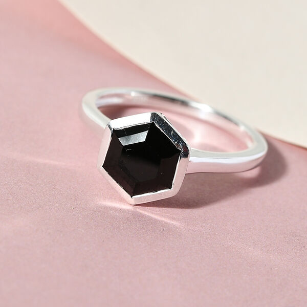 Schwarzer Spinell Ring, 925 Silber  ca. 1,93 ct image number 2