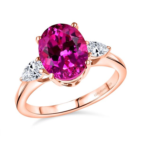LUXURIANT AAA Labor Rosa Saphir und Labor Diamant Ring - 4,26 ct. image number 3
