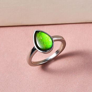 Kanadischer Ammolit Ring, 925 Silber platiniert (Gr&ouml;&szlig;e 17.00) ca. 2.27 ct