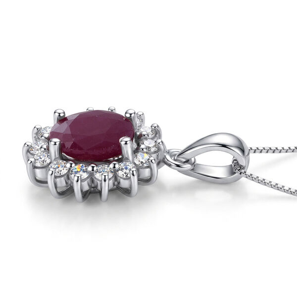 LUXURIANT DIAMOND - AA Burmesischer Rubin, Lab Grown Diamant Schmuckset ca. 45 cm 925 Silber Rhodiniert ca. 2,93 ct. image number 3