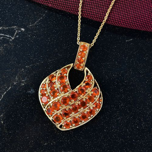 D'Joy AAA Blaze Feueropal Schmuckset ca. 50 cm 925 Silber 750 Gelbgold Vermeil ca. 2,12 ct. image number 1