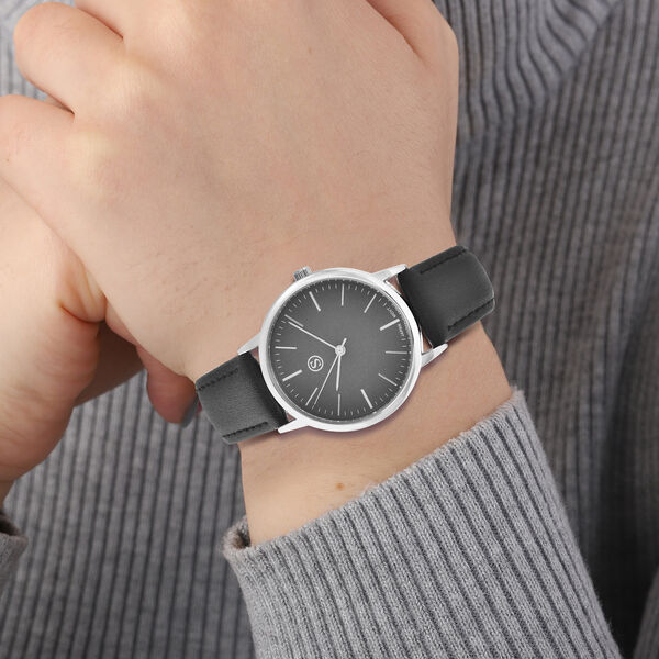 Strada - Schlichte Uhr mit Sternenstaub Effekt, Modernes PU-Leder Armband, wasserdicht, japanisches Uhrwerk, Schwarz image number 2