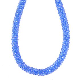 Blaue Kristallperlen-Halskette, ca. 50 cm+ 5 cm Extender