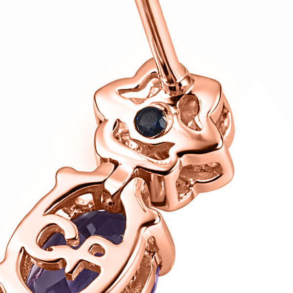 GP - AAA Rose De France Amethyst, Wei&szlig;er Zirkon Ohrringe 925 Silber 750 Ros&eacute;gold Vermeil ca. 4,85 ct. image number 6