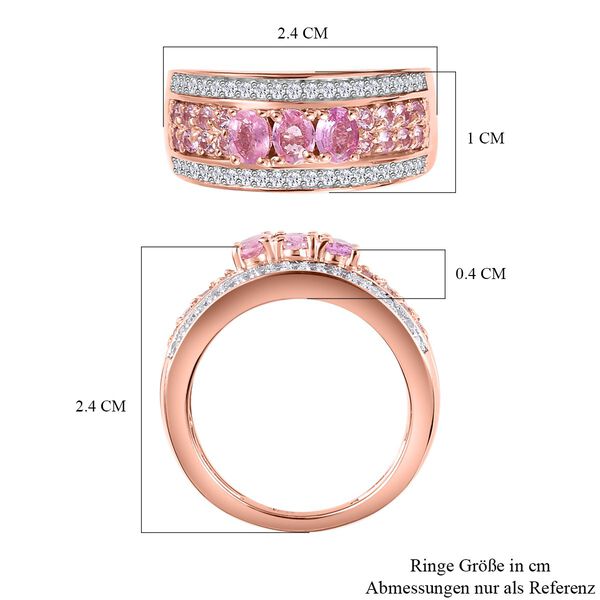 AA Rosa Saphir Ring, 925 Silber Ros&eacute;gold Vermeil (Gr&ouml;&szlig;e 16.00) ca. 1.43 ct image number 7
