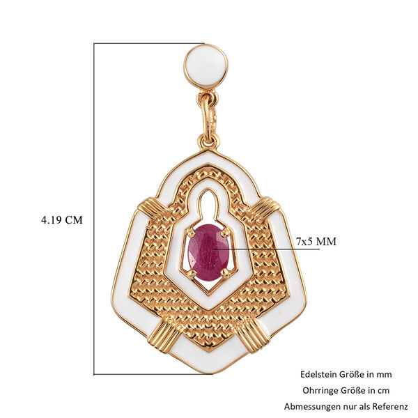 Afrikanische Rubin emaillierte Solit&auml;r-Ohrh&auml;nger in Silber, 2,21 ct. image number 5