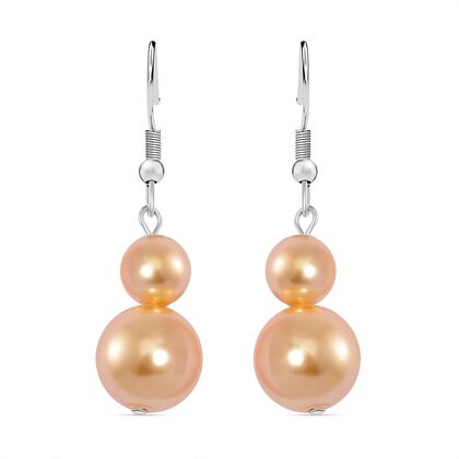 Goldene Muschelkernperle (ca. 7-13 mm) Ohrringe, 316L Edelstahl