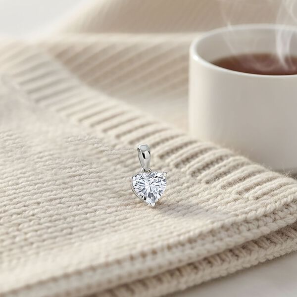 LUXURIANT VS-EF Labor Diamant Herz Anh&auml;nger, 925 Silber rhodiniert - 2,53 ct. image number 2