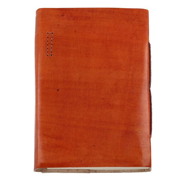 Kreuzgepr&auml;gtes Leder Notizbuch und 1 Holzstift, braun image number 8