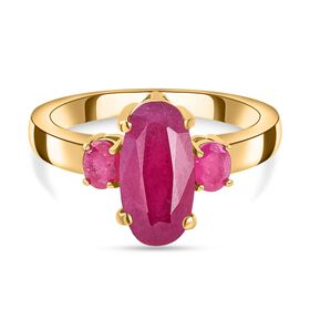 Afrikanischer Rubin (Fissure gefüllt)-Ring, 925 Silber vergoldet (Größe 21.00) ca. 3.81 ct