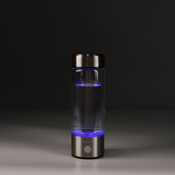 LIVMORE doppelwandige Wasserstoff Wasserflasche 300ml, SPE PEM, Borosilikatglas, USB Akku, Silber image number 4